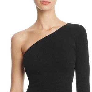 Zara cropped knit one shoulder long sleeve tie top